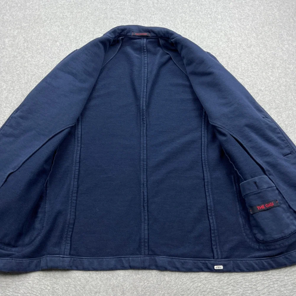 THE GIGI Blazer Mens 48 Navy Blue Jersey Knit Unstructured Made in Italy Pier T1